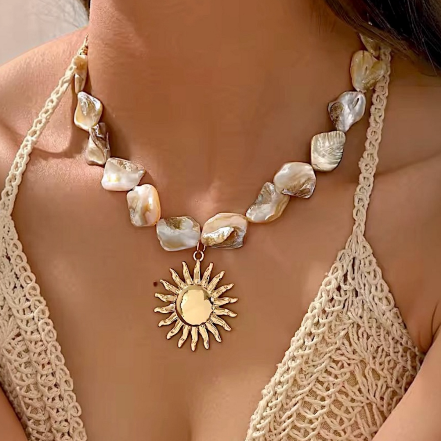 Collar Piedra Natural Sol