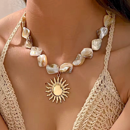 Collar Piedra Natural Sol