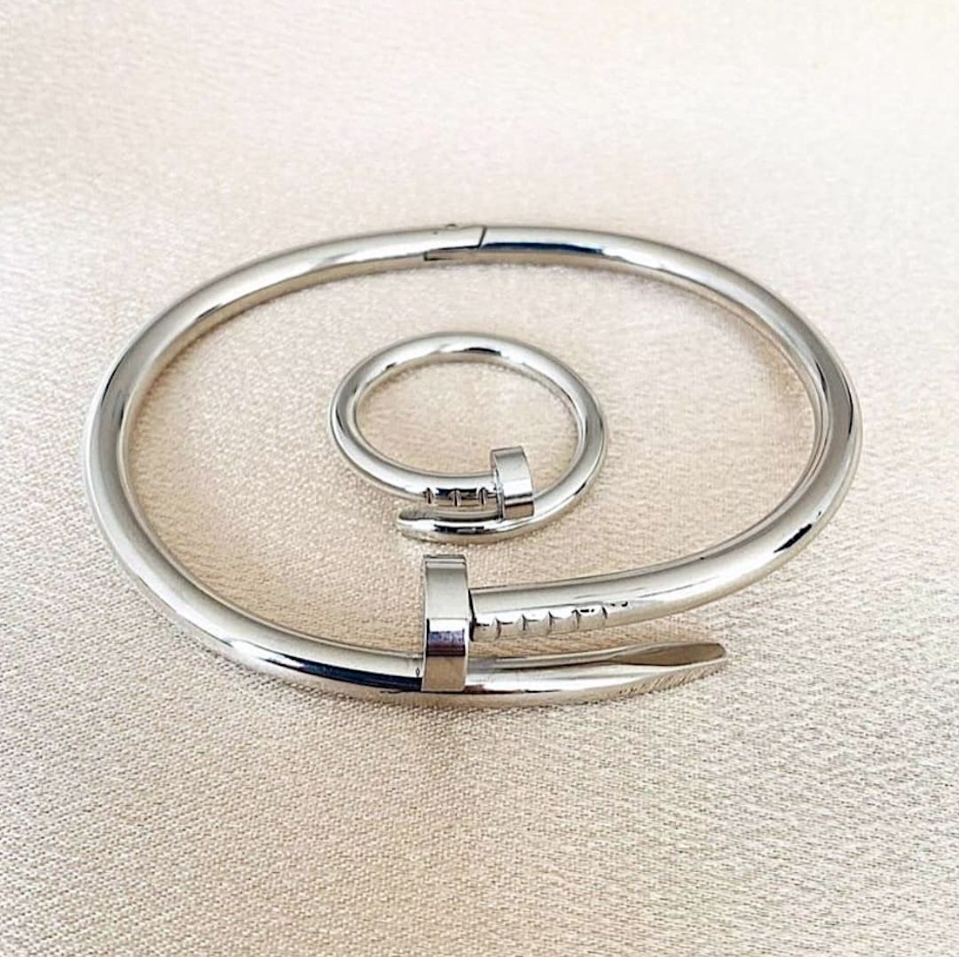 Pulsera & Anillo Acero Mía