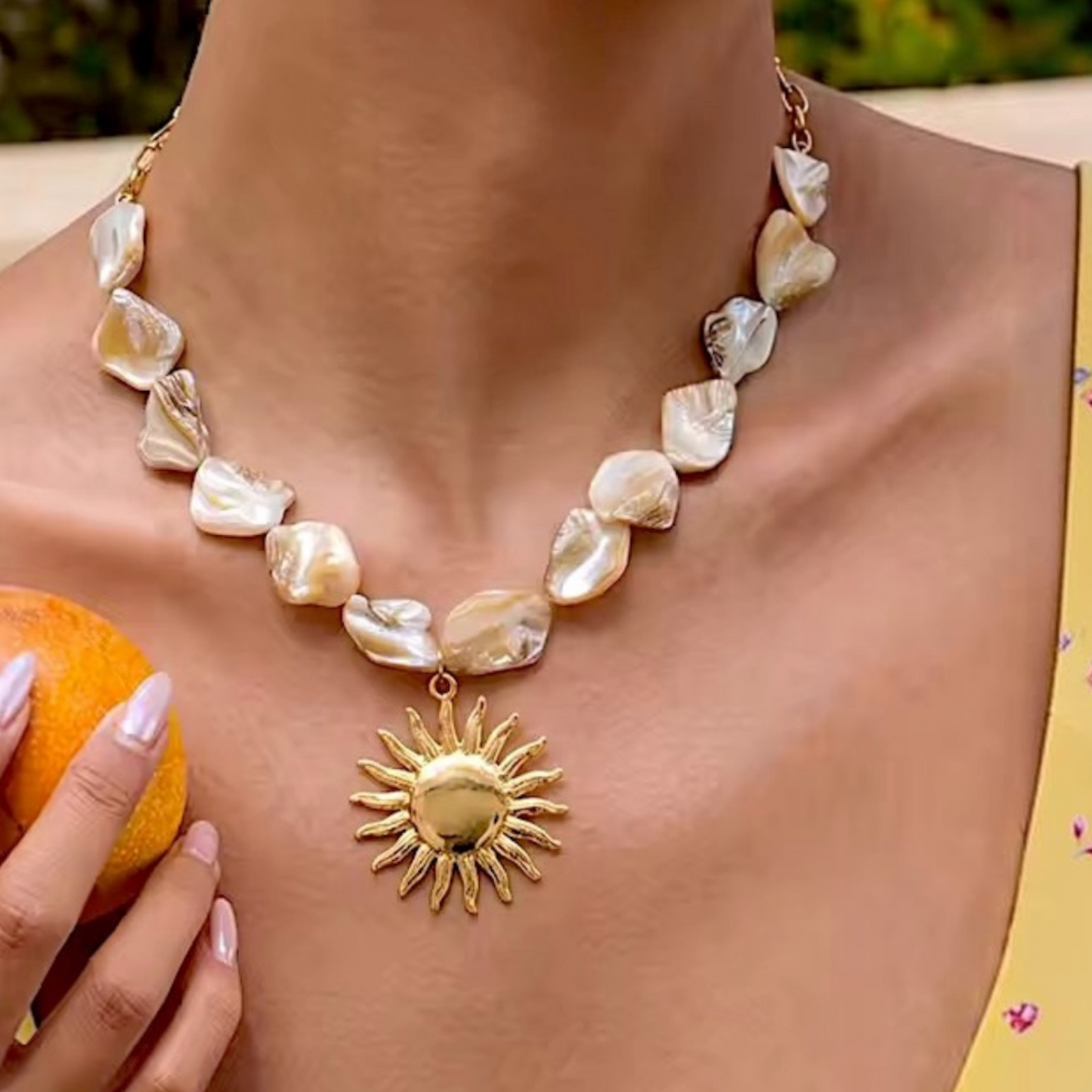 Collar Piedra Natural Sol