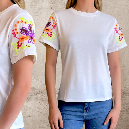 Remera Con Broderie Blanca