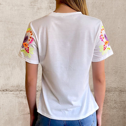 Remera Con Broderie Blanca