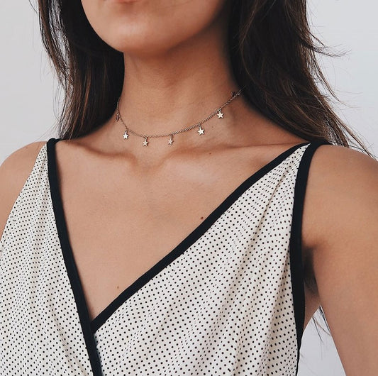 Choker Estrellas Plateado